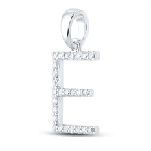 Load image into Gallery viewer, 14kt White Gold Diamond Initial Pendant - Personalized E Letter Necklace - Side View