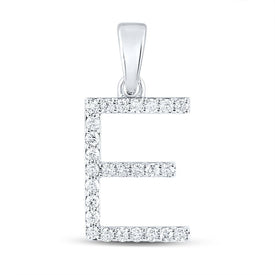 14kt White Gold Diamond Initial Pendant - Personalized E Letter Necklace - Splendid Jewellery