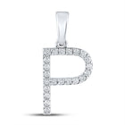 14kt White Gold Diamond Initial Pendant - Top View