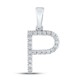 14kt White Gold Diamond Initial Pendant - Top View