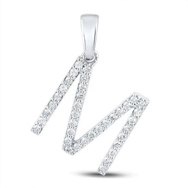 14kt White Gold Diamond Initial Pendant: Personalized Elegance in Motion - Top View