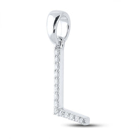 14kt White Gold Diamond Initial Pendant - Sparkling Letter "L" Necklace - Splendid Jewellery