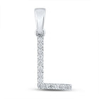 14kt White Gold Diamond Initial Pendant - Sparkling Letter "L" Necklace - Splendid Jewellery
