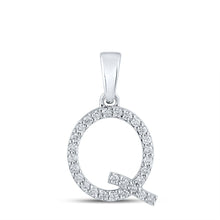 Load image into Gallery viewer, 14kt White Gold Diamond Initial Q Pendant - A Mesmerizing Symbol of Elegance and Love - Top View