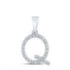 14kt White Gold Diamond Initial Q Pendant - A Mesmerizing Symbol of Elegance and Love - Top View