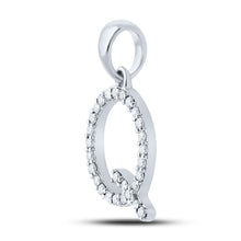 Load image into Gallery viewer, 14kt White Gold Diamond Initial Q Pendant - A Mesmerizing Symbol of Elegance and Love - Side View