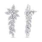 14kt White Gold Diamond Leaf Dangle Earrings - Splendid Jewellery