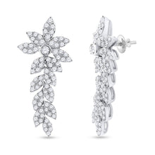 Load image into Gallery viewer, 14kt White Gold Diamond Leaf Dangle Earrings - Splendid Jewellery