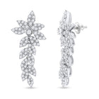14kt White Gold Diamond Leaf Dangle Earrings - Splendid Jewellery