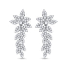 14kt White Gold Diamond Leaf Dangle Earrings - Splendid Jewellery