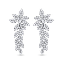 Load image into Gallery viewer, 14kt White Gold Diamond Leaf Dangle Earrings - Splendid Jewellery