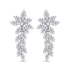 14kt White Gold Diamond Leaf Dangle Earrings - Splendid Jewellery
