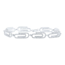 Load image into Gallery viewer, 14kt White Gold Diamond Paper Clip Fashion Bracelet - 1 - 7/8 Cttw - Splendid Jewellery
