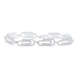 14kt White Gold Diamond Paper Clip Fashion Bracelet - 1 - 7/8 Cttw - Splendid Jewellery