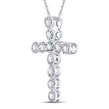 Load image into Gallery viewer, 14kt White Gold Diamond Paternoster Cross Pendant - A Timeless Symbol of Love and Faith  Side View from Splendid Jewellery