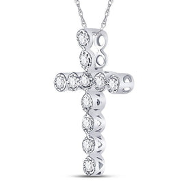 14kt White Gold Diamond Paternoster Cross Pendant - A Timeless Symbol of Love and Faith  Side View from Splendid Jewellery