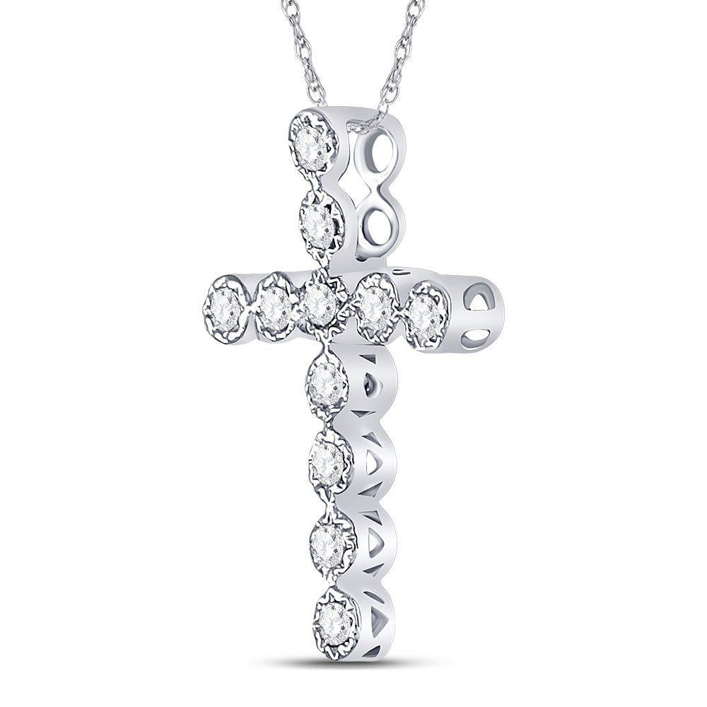 14kt White Gold Diamond Paternoster Cross Pendant - A Timeless Symbol of Love and Faith - Splendid Jewellery