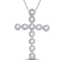 Load image into Gallery viewer, 14kt White Gold Diamond Paternoster Cross Pendant - A Timeless Symbol of Love and Faith  Top View from Splendid Jewellery