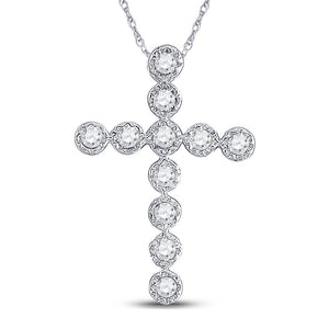 14kt White Gold Diamond Paternoster Cross Pendant - A Timeless Symbol of Love and Faith - Splendid Jewellery