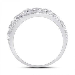 14kt White Gold Diamond Scroll Cluster Band Ring - Exquisite Brilliance - Splendid Jewellery