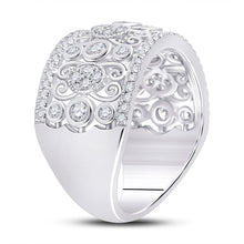 Load image into Gallery viewer, 14kt White Gold Diamond Scroll Cluster Band Ring - Exquisite Brilliance - Second Side View