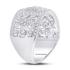 14kt White Gold Diamond Scroll Cluster Band Ring - Exquisite Brilliance - Second Side View