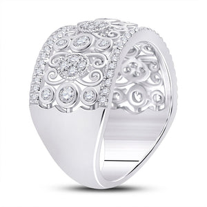 14kt White Gold Diamond Scroll Cluster Band Ring - Exquisite Brilliance - Splendid Jewellery