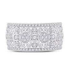 Load image into Gallery viewer, 14kt White Gold Diamond Scroll Cluster Band Ring - Exquisite Brilliance - Splendid Jewellery