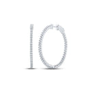 14kt White Gold Diamond Slender In Out Hoop Earrings - Splendid Jewellery