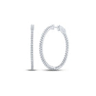 14kt White Gold Diamond Slender In Out Hoop Earrings - Splendid Jewellery