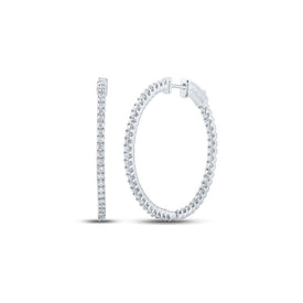 14kt White Gold Diamond Slender In Out Hoop Earrings - Splendid Jewellery