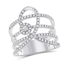 Load image into Gallery viewer, 14kt White Gold Diamond Spiral Strand Fashion Ring - Top View