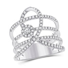 14kt White Gold Diamond Spiral Strand Fashion Ring - Top View