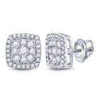 14kt White Gold Diamond Square Cluster Earrings: Captivating Brilliance and Versatile Elegance - Splendid Jewellery