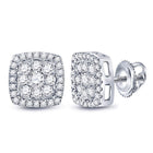 14kt White Gold Diamond Square Cluster Earrings: Captivating Brilliance and Versatile Elegance - Splendid Jewellery
