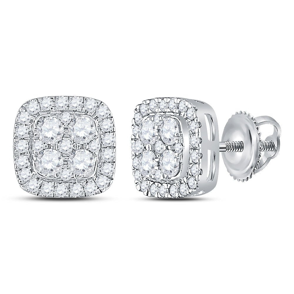 14kt White Gold Diamond Square Cluster Earrings - Mesmerizing Brilliance - Splendid Jewellery