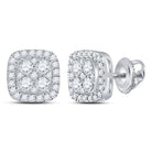 14kt White Gold Diamond Square Cluster Earrings - Mesmerizing Brilliance - Splendid Jewellery