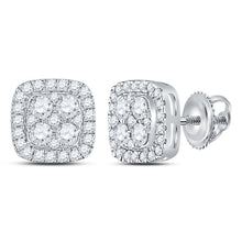 Load image into Gallery viewer, 14kt White Gold Diamond Square Cluster Earrings - Mesmerizing Brilliance - Splendid Jewellery