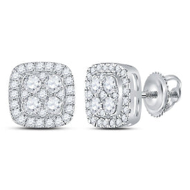 14kt White Gold Diamond Square Cluster Earrings - Mesmerizing Brilliance - Splendid Jewellery