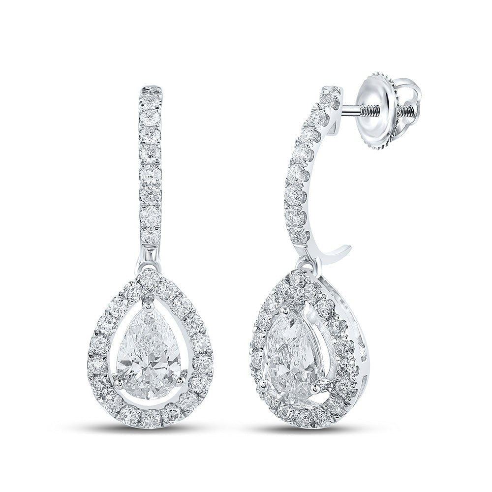 14kt White Gold Diamond Tear Drop Dangle Earrings - Splendid Jewellery