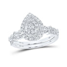14kt White Gold Diamond Teardrop Bridal Wedding Ring Set - Eternal Elegance - Splendid Jewellery