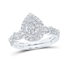 14kt White Gold Diamond Teardrop Bridal Wedding Ring Set - Eternal Elegance - Splendid Jewellery