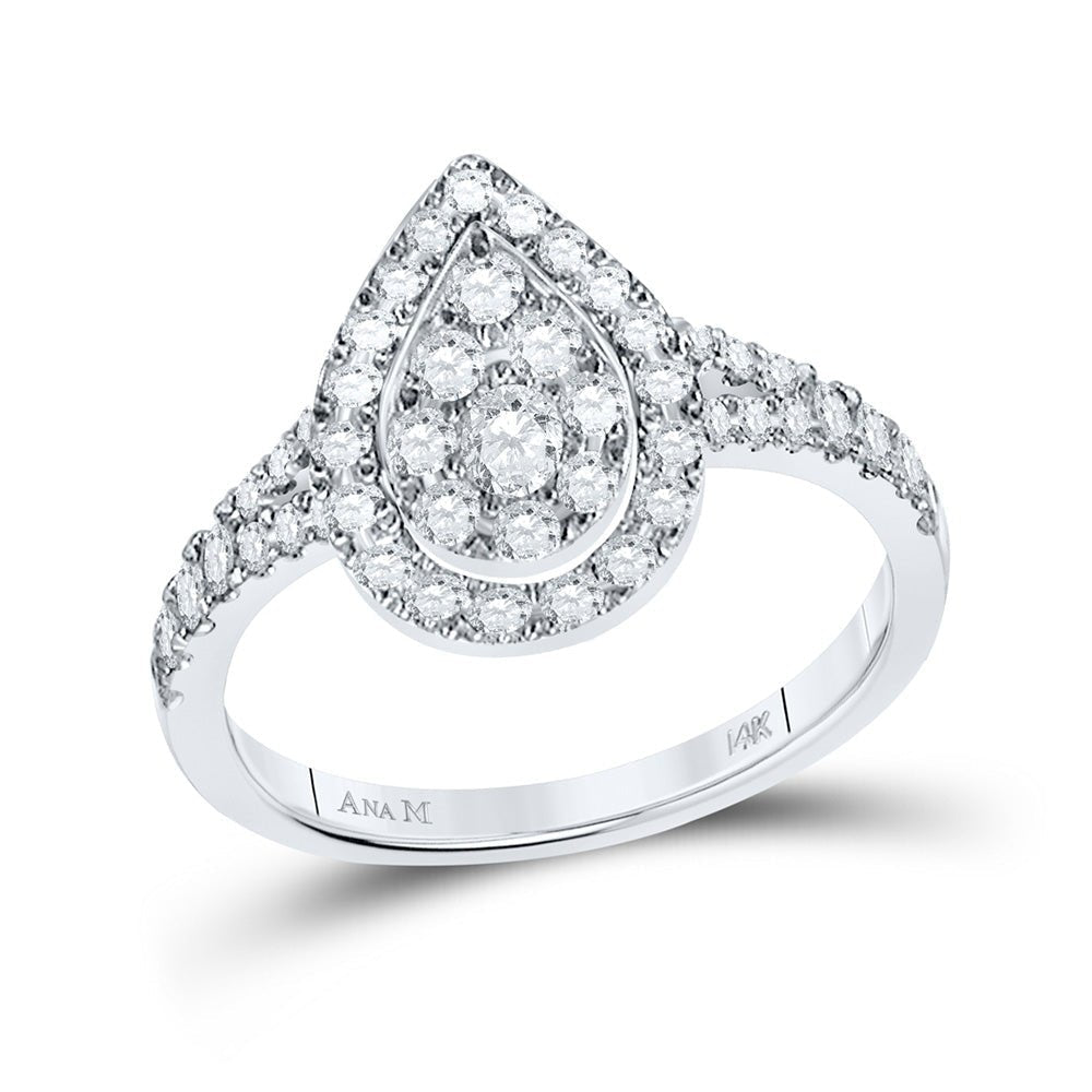 14kt White Gold Diamond Teardrop Fashion Ring - Sparkling Elegance for Every Occasion - Splendid Jewellery
