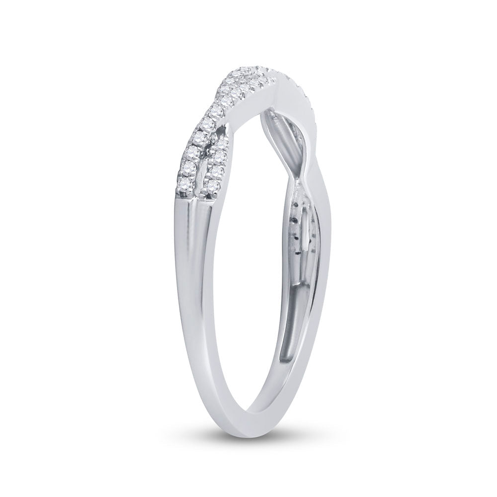 14kt White Gold Diamond Twisted Stackable Band Ring - Timeless Elegance and Sparkling Brilliance - Splendid Jewellery