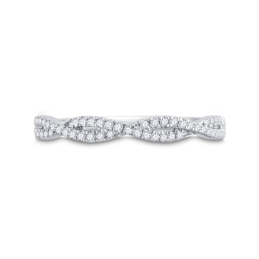 14kt White Gold Diamond Twisted Stackable Band Ring - Timeless Elegance and Sparkling Brilliance - Splendid Jewellery
