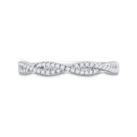 14kt White Gold Diamond Twisted Stackable Band Ring - Timeless Elegance and Sparkling Brilliance - Splendid Jewellery