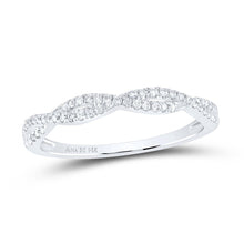 Load image into Gallery viewer, 14kt White Gold Diamond Twisted Stackable Band Ring - Timeless Elegance and Sparkling Brilliance - Top View