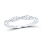 14kt White Gold Diamond Twisted Stackable Band Ring - Timeless Elegance and Sparkling Brilliance - Top View