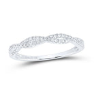 14kt White Gold Diamond Twisted Stackable Band Ring - Timeless Elegance and Sparkling Brilliance - Splendid Jewellery