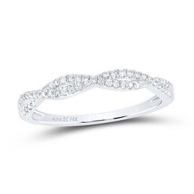 14kt White Gold Diamond Twisted Stackable Band Ring - Timeless Elegance and Sparkling Brilliance - Splendid Jewellery